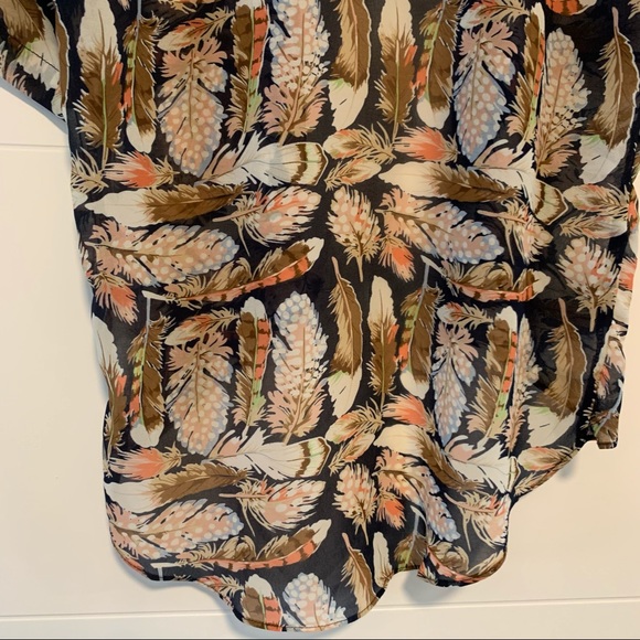 Rachael & Chloe | Feather Pattern Open Robe Top - Picture 10 of 12